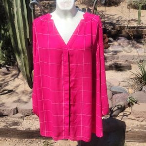 Apt 9 Plus Pink White Check Blouse 2x